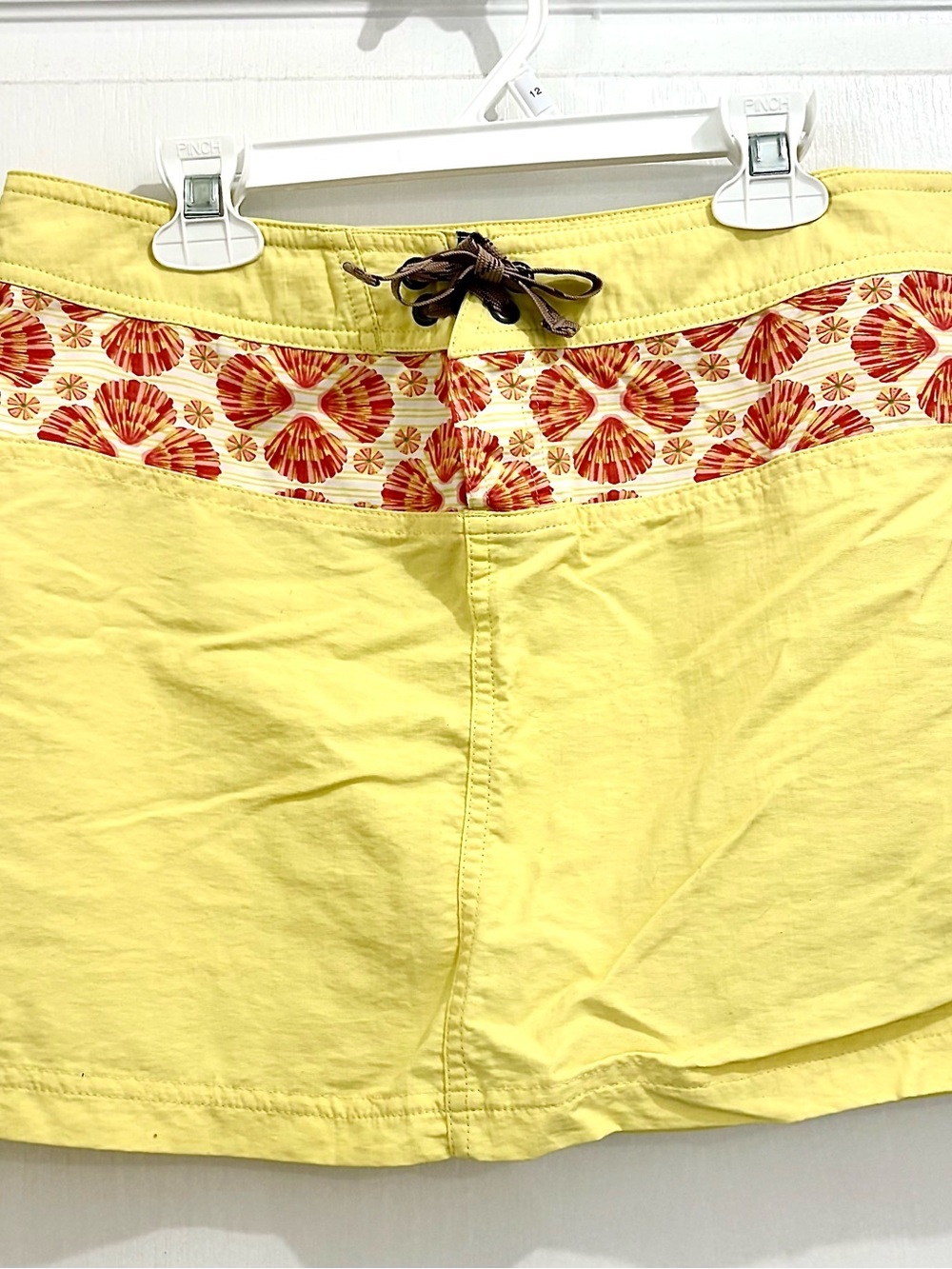 Patagonia Yellow Swim/Beach Skirt with Multicolor Seashell Print